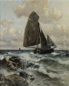 Kustmotiv Med Segelb+t, Br,nningar Kustmotiv Med Segelb+t, Br,nningar