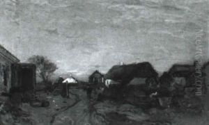 Landskap Med Hus Och Figurer by Wilhelm von Gegerfelt