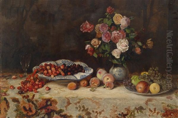 Stillleben Mit Kirschen Und Rosen - view 1
