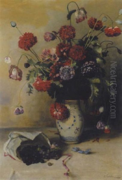 Blumenstillleben Mit Weintrauben - view 1