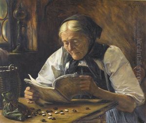 Lesende Bauerin Mit Bohnen