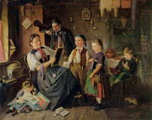 Die Mutter Bei Der Kontrolle Der Schulaufgaben by Karl Gehri