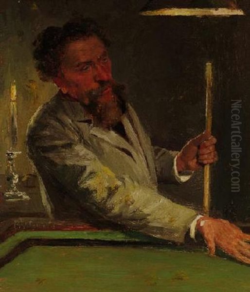 Portrat Des Entenmalers Carl Jutz Am Billiardtisch - view 1