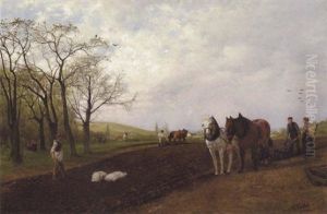 Bonder Og Heste Pa Marken by Casimir Geibel