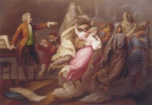 Mozart Directing Imaginary Actors From The Operas 'don Giovanni' And 'the Magic Flute.' by Carl Joseph Geiger