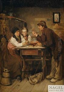 Bauernfamilie Bei Einer Mahlzeit by Peter Johann Nepomuk Geiger
