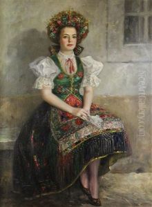 Portrait Of A Young Woman Together With Dress In Portrait Portrait Of A Young Woman Together With Dress In Portrait