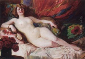 A Reclining Female Nude by Richard Geiger
