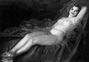 A Reclining Female Nude On A Bed by Richard Geiger