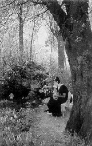 An Der Quelle (olga Lichtenfels Auf Einer Bank Im Park) - view 1