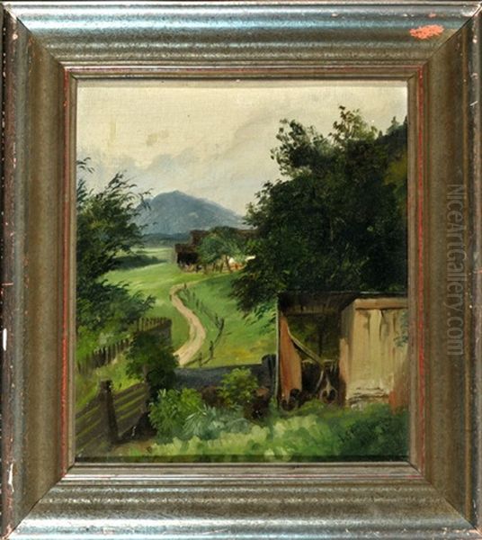 Blick Uber Landliche Gegend Mit Bauernhof Und Gemusegarten - view 1