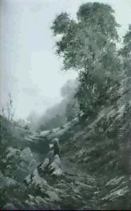Gebirgspfad Mit Reisigsammler-innen Auf Dem Heimweg