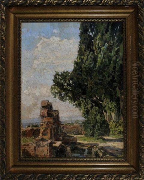 Sommerliche Landschaft Mit Brunnen (+ Another (study), Verso) - view 1