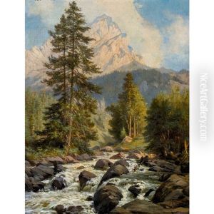 Die Roggalspitze Im Lechquellengebirge by Johann-Joseph Geisser