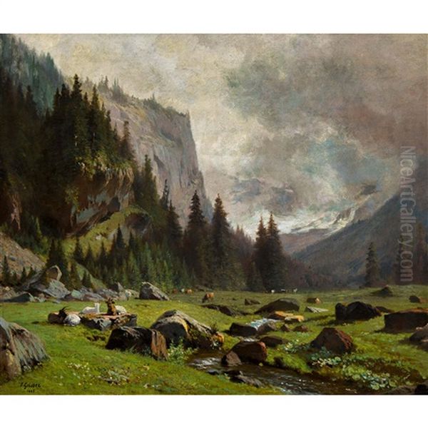 Ziegenherde In Einem Alpental - view 1