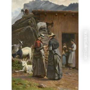 Zwei Damen Auf Der Alp by Johann-Joseph Geisser