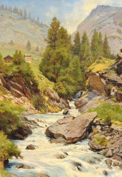 Sommerliche Gebirgslandschaft Mit Wildbach - view 1