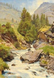 Sommerliche Gebirgslandschaft Mit Wildbach