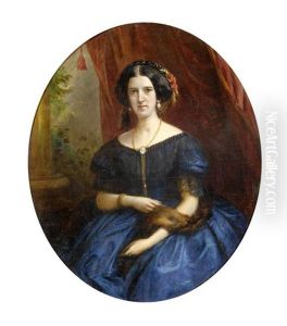 Portrait Einer Dame In Einem Blauen Kleid Portrait Einer Dame In Einem Blauen Kleid