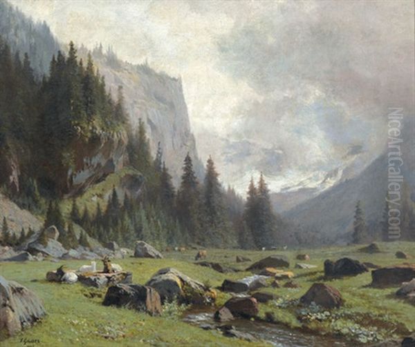 Ziegenherde In Einem Alpental - view 1