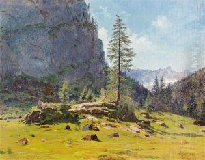 Pont De Nant Im Sonnenschein by Johann-Joseph Geisser