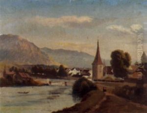 Ansicht Einer Stadt An Einem Fluss