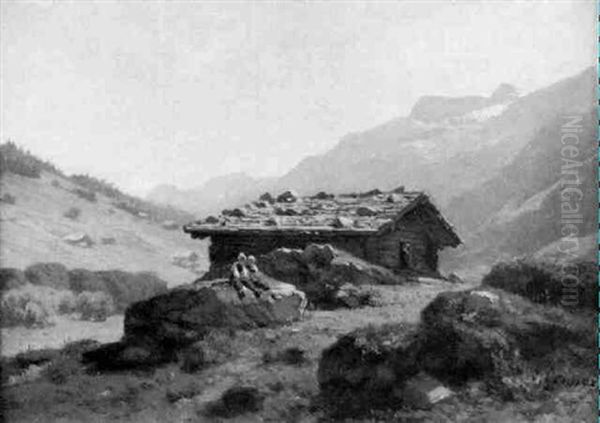 Gebirgslandschaft Mit Hochalm In Der Mittagssonne - view 1