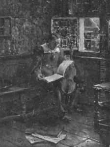 Kavalier Mit Violine, In Die Notenlekture Vertieft by Max Geisser