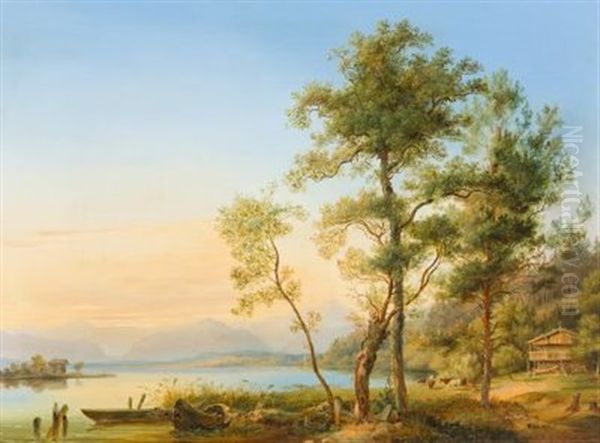Seenlandschaft Mit Blick Auf Die Alpen - view 1