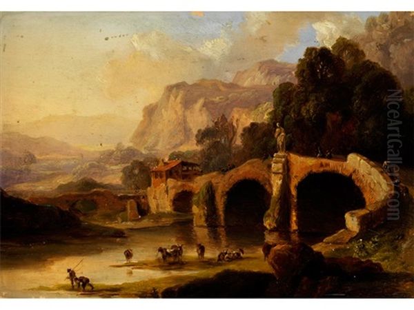 Tiefe Landschaft Mit Fluss Und Brucke (+ Study; 2 Works) - view 1