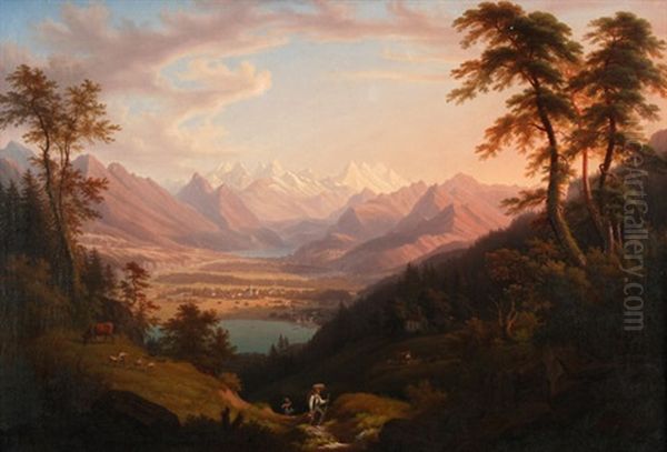 Blick In Weite Alpenlandschaft Mit See - view 1
