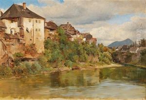 A View Of Waidhofen An Der Ybbs by Karl Ritter Von Geist