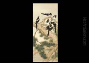 Pica Pica On The Old Pine by Ogata Gekko