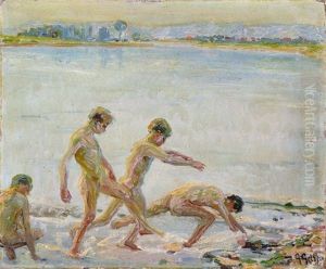 Laufende Jungen Am Wasser Laufende Jungen Am Wasser