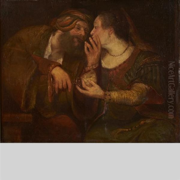 Judah And Tamar Drinking From A Chalice by Aert De Gelder