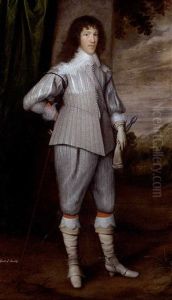 Portrait Of Dutton, 3rd Baron Gerard, Of Bromley, Staffordshire In A Silver-grey Slashed Doublet And Hose Portrait Of Dutton, 3rd Baron Gerard, Of Bromley, Staffordshire In A Silver-grey Slashed Doublet And Hose