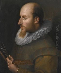 Portrait Of An Artist In Profile, Half-length, Holding Brushes And A Palette