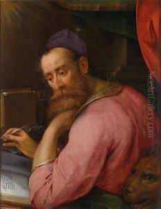 Der Heilige Hieronymus Mit Dem Lowen Beim Ubersetzen Der Bibel In Seiner Schreibstube