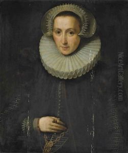 Portrait Of A Lady, Traditionally Identified As Susanna Van Vlierden (1567-1626), Half-length, In A Black Dress With A Stomacher, Wearing A Gold Chain... by Gortzius Geldorp