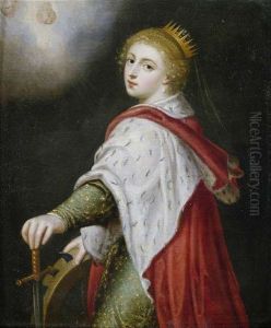 Die Heilige Katharina Von Alexandrien Mit Ihren Attributen, Schwert Und Rad