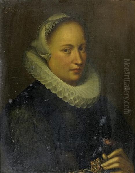 Portrat Einer Jungen Dame Mit Blume In Der Hand - view 1