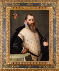 Bildnis Eines Mannes Der Angesehenen Augsburger Patrizierfamilie Adelgais (+ Bildnis Seiner Ehefrau; Pair) by Gortzius Geldorp