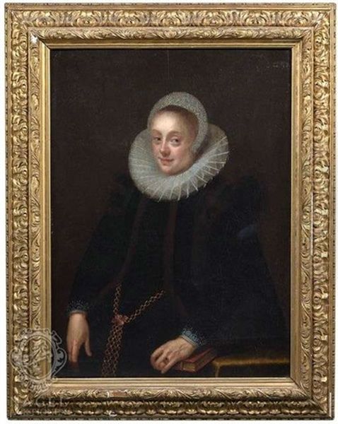 Bildnis Einer Jungen Dame Mit Weiser Spitzenhaube, Schwarzem Kleid Mit Pelzbesatz Und Goldener Gliederkette - view 1