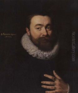 A Portrait Of A Gentleman Wearing A Black Jacket And A White Ruff by Gortzius Geldorp