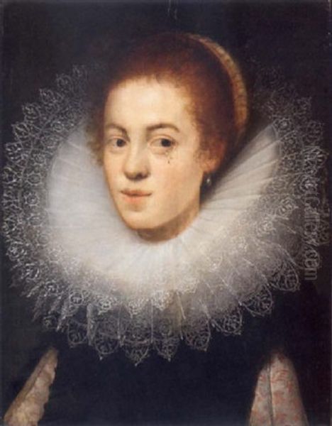 Portrait Of A Girl With An Embroidered Ruff And A Pearl Earring - view 1