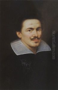 A Portrait Of A Man, Aged 28, Wearing A Black Costume With White Collar