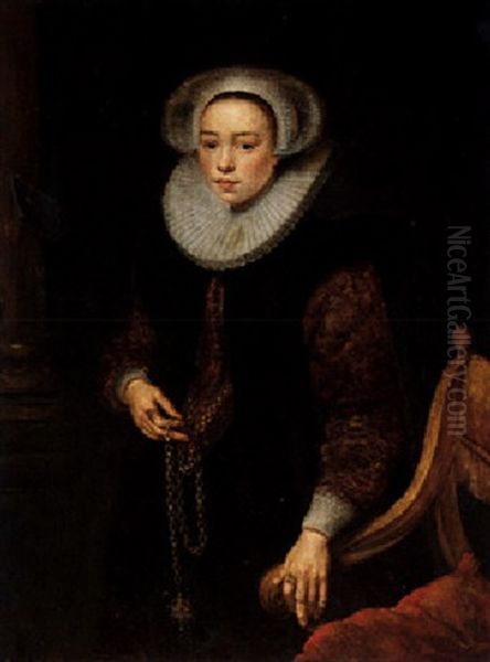 Portrait Of A Standing Girl, Holding A Perfume-bottle On A Chain, And Wearing A Ruff - view 1