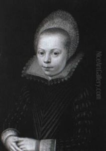 Portrait Of A Young Girl Wearing A Black Costume by Gortzius Geldorp