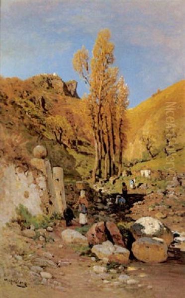 Feldweg Mit Bauerinnen Bei Taormina - view 1