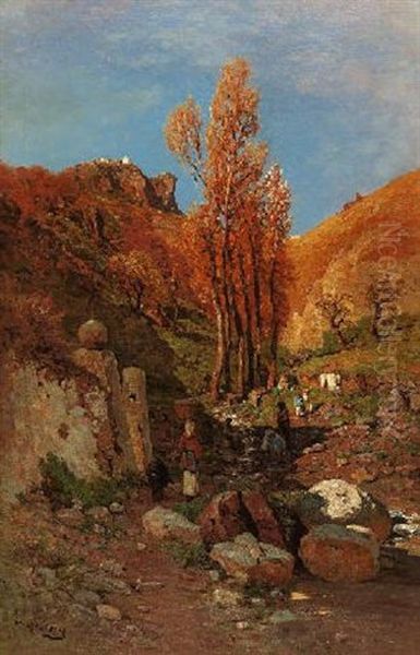 Feldweg Mit Bauerinnen Auf Taormina - view 1